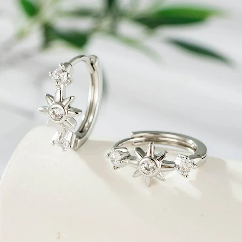 Metal Star Zirconia Fashion Style Unisex Piercing Earrings - Image 4