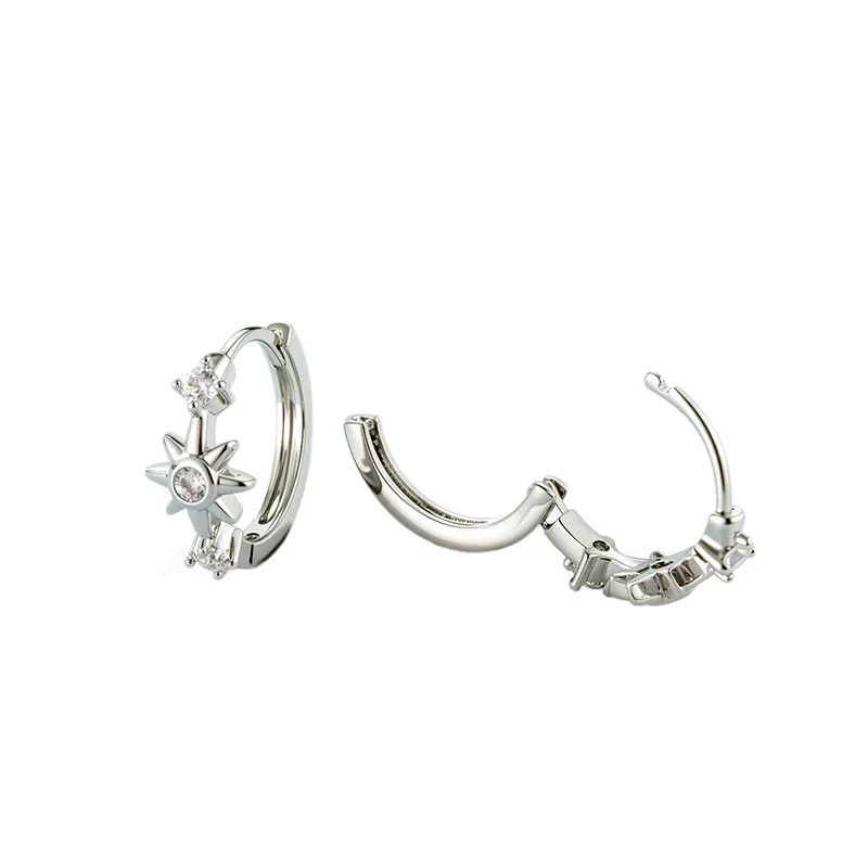 Metal Star Zirconia Fashion Style Unisex Piercing Earrings - Image 5