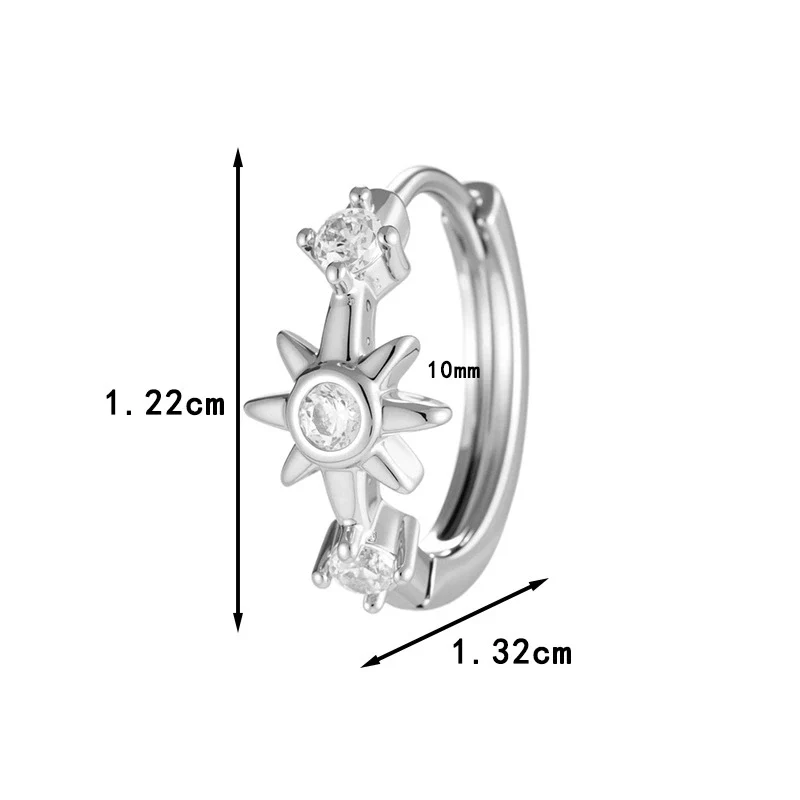 Metal Star Zirconia Fashion Style Unisex Piercing Earrings - Image 6