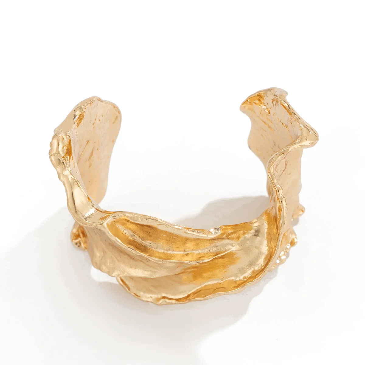 Metal Threedimensional Leaf Open Bracelet With Electroplating Design - Image 3