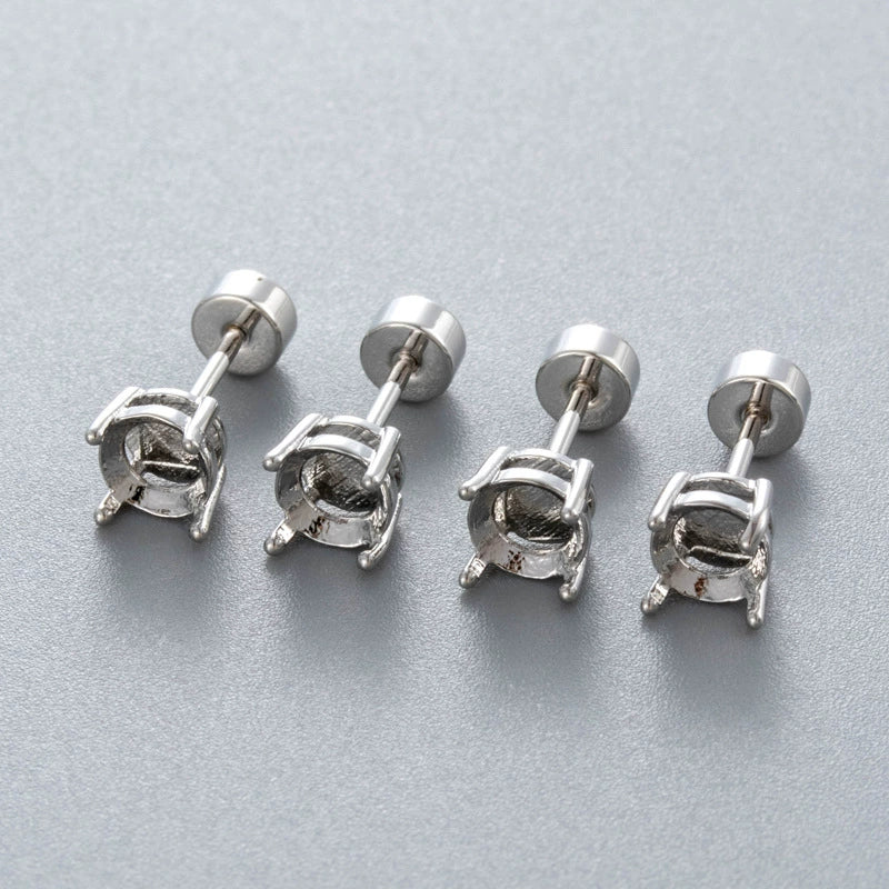 Metal Titanium Steel Screw Rod Huanzi Earring Fourclaw Drill Holder Fashion Geometric Polished Ear Accessories