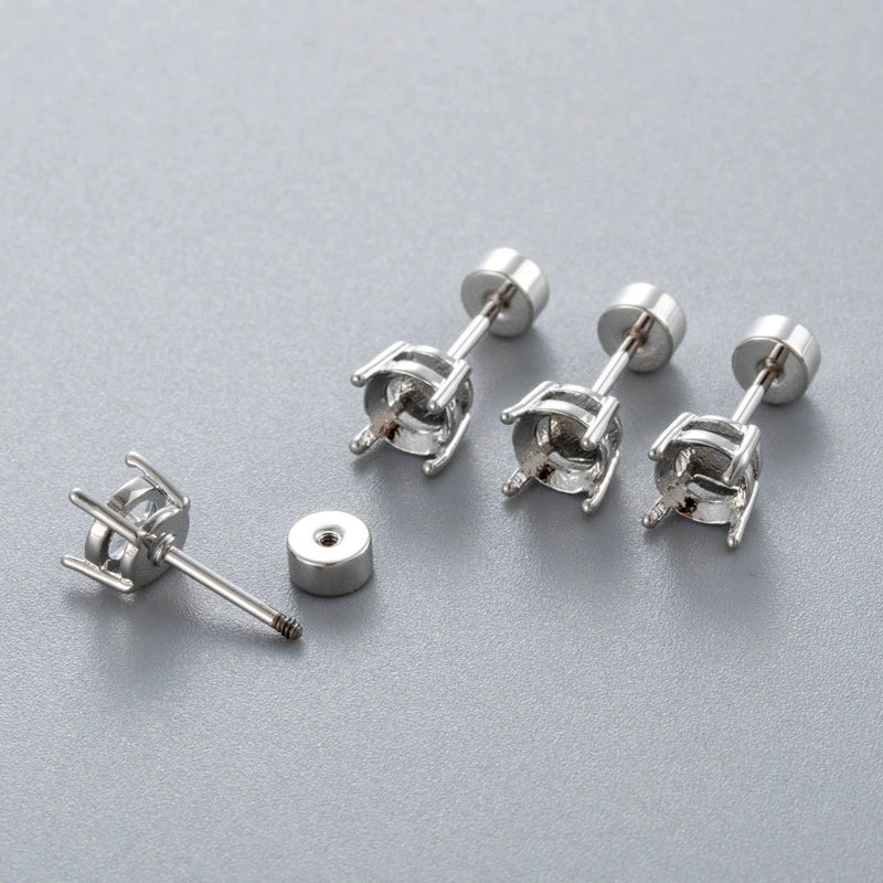 Metal Titanium Steel Screw Rod Huanzi Earring Fourclaw Drill Holder Fashion Geometric Polished Ear Accessories - Image 2