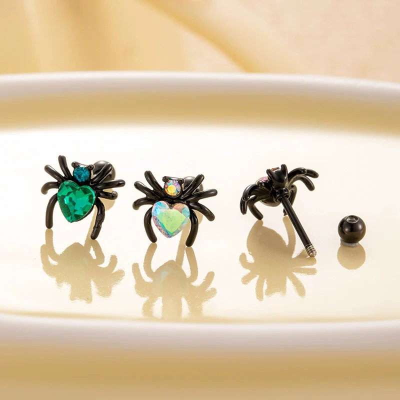 Metal Titanium Steel Women's Punk Style Animals Zodiac Zircon Set Ear Bone Ear Nail Double Head Screw Earrings