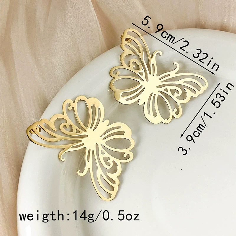 Metal Women's Earrings With Butterfly And Dragonfly Design Stainless Steel Animal Pattern Electroplating - Image 8