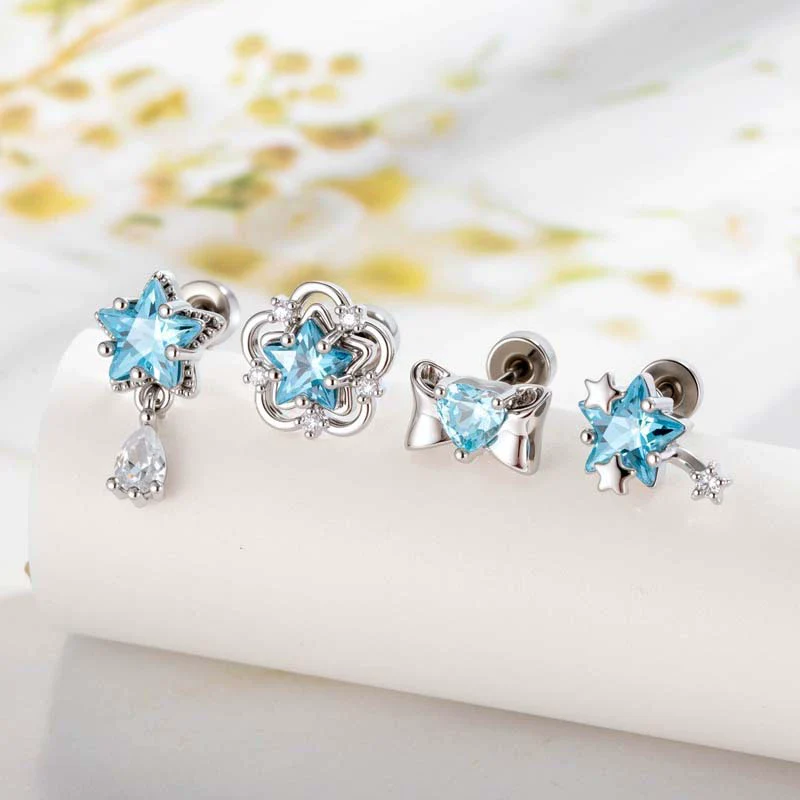 Metal Zircon Set Candy Star Cartilage Piercing Ear Bone Nail Cool Style