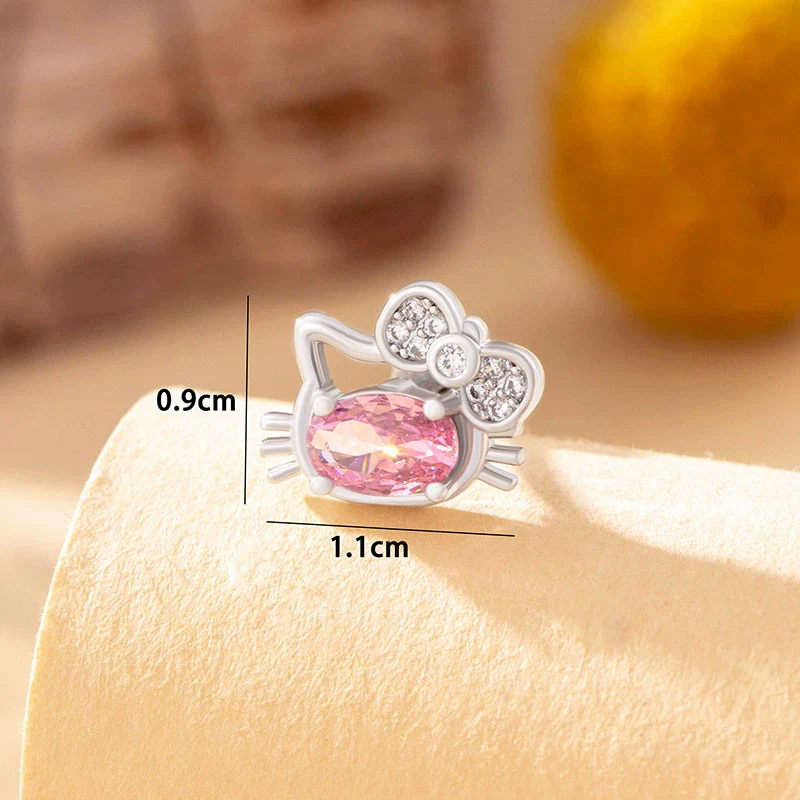 Metal Zirconia Eggshaped Animal Cat Head Earrings For Women Fashion Style - Image 2
