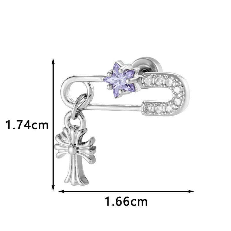 Metal Zirconia Inlaid Paper Clip Shape Pendant Cartilage Earrings For Women Fashion Style - Image 3