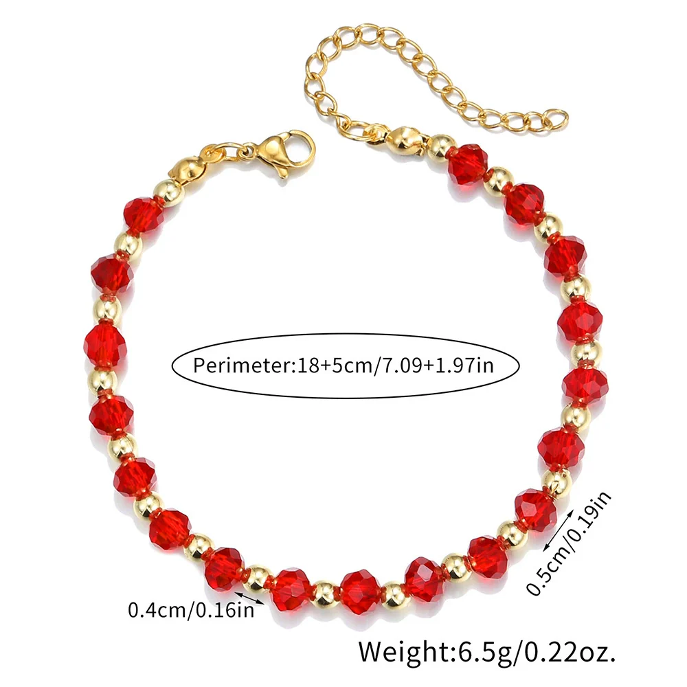 Mini Red Black Crystal Beaded Bracelet Handmade Geometric Glass Stainless Steel Bracelet For Women - Image 4