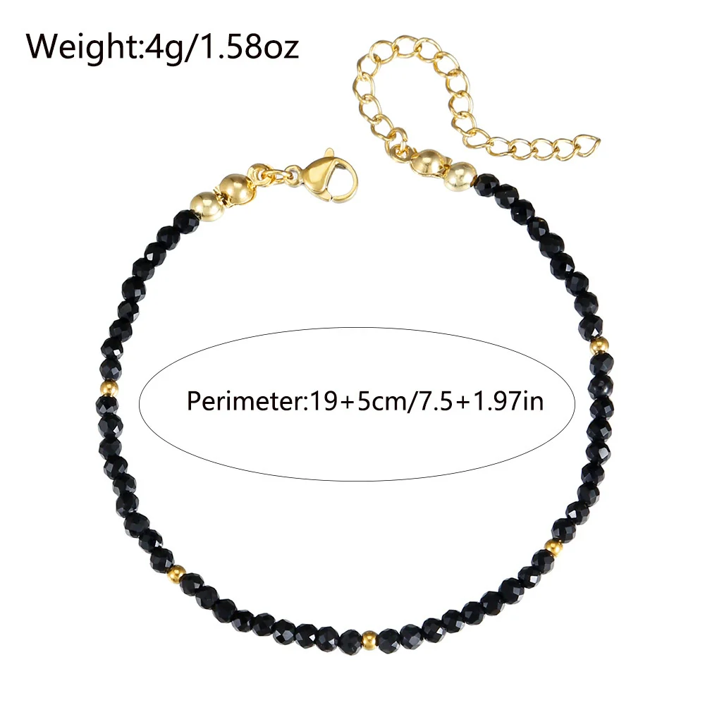 Mini Red Black Crystal Beaded Bracelet Handmade Geometric Glass Stainless Steel Bracelet For Women - Image 5
