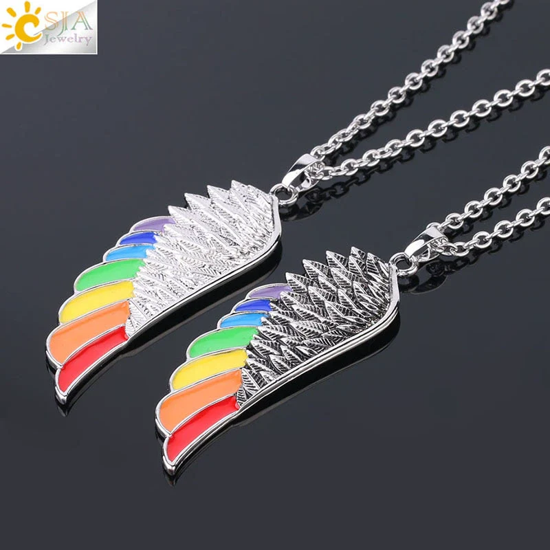 Minimalist Aluminum Alloy Wings Pendant Necklace With Natural Stone Stainless Steel Copper Fittings Electroplated For Men And Women - Image 2