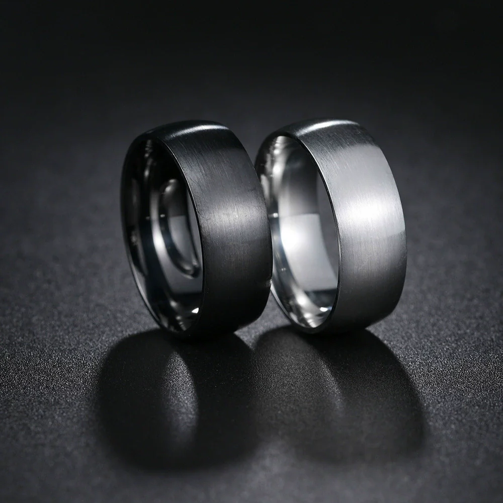 Minimalist Geometric Brushed Stainless Steel Ring With Electroplating Treatment
