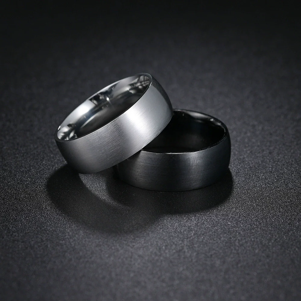 Minimalist Geometric Brushed Stainless Steel Ring With Electroplating Treatment - Image 2