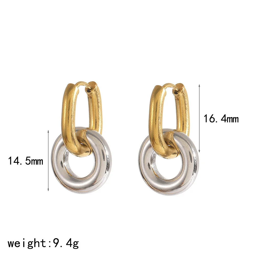 Minimalist Geometric Doublering Stainless Steel Earrings For Women With Pvd Furnace Vacuum Real Gold Plating - Image 7