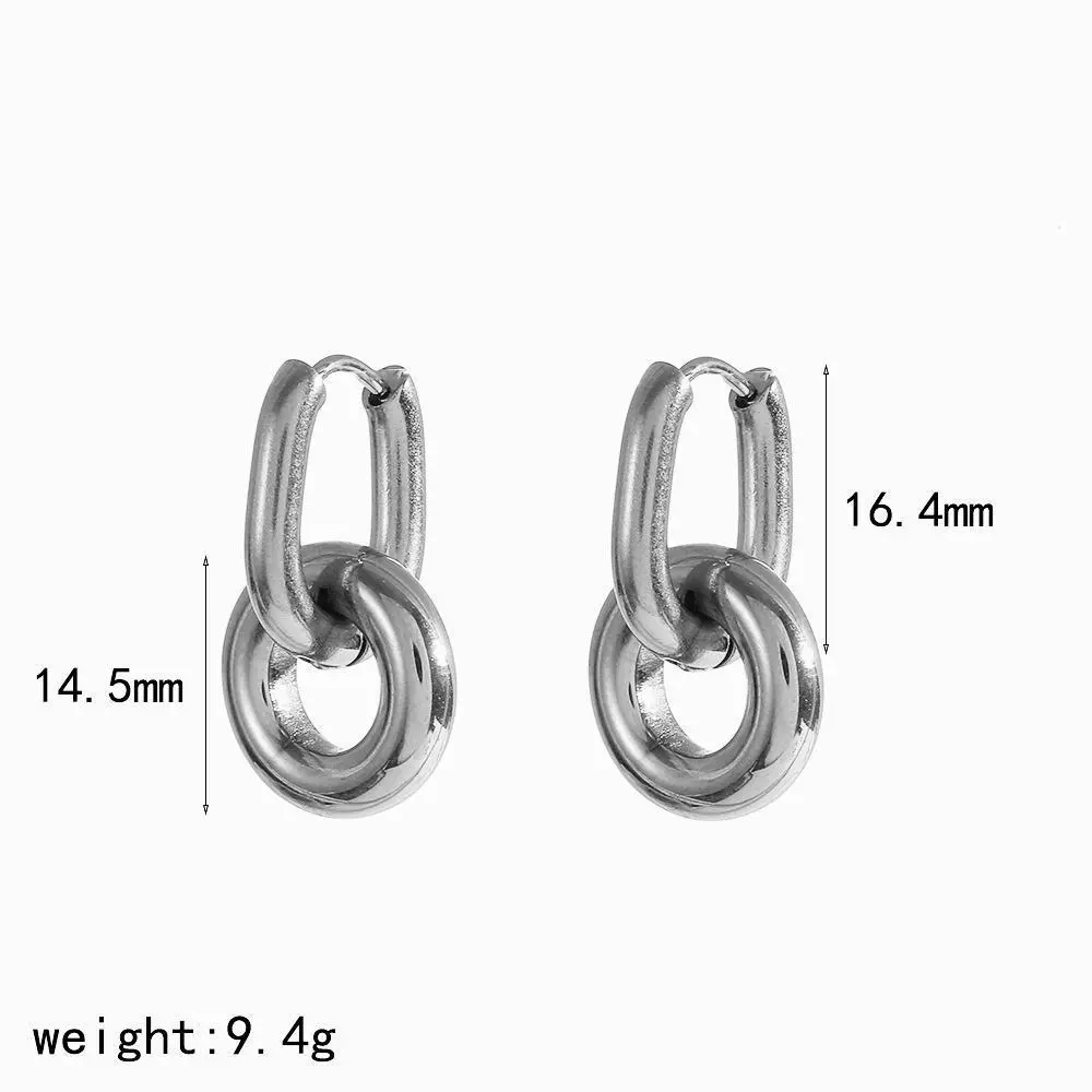 Minimalist Geometric Doublering Stainless Steel Earrings For Women With Pvd Furnace Vacuum Real Gold Plating - Image 8