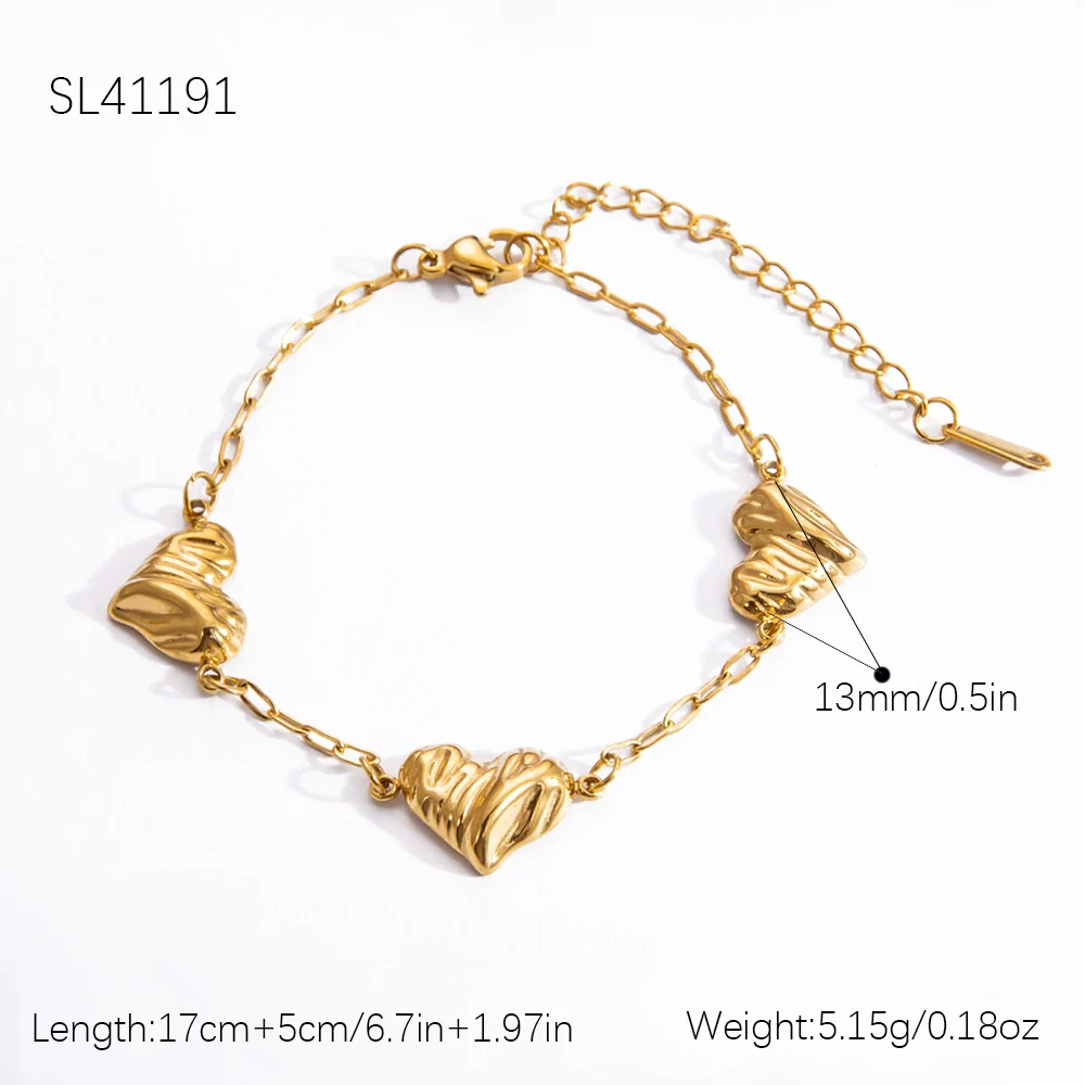 Minimalist Geometric Heartshaped Stainless Steel 18K Goldplated Bracelet Jewelry For Women - Image 10