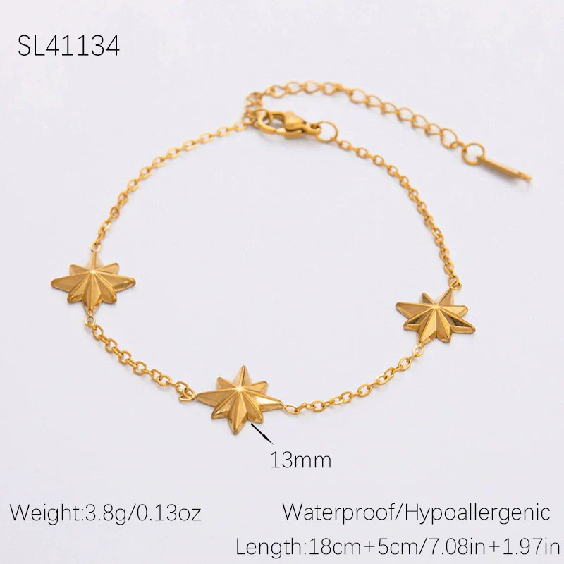 Minimalist Geometric Heartshaped Stainless Steel 18K Goldplated Bracelet Jewelry For Women - Image 6