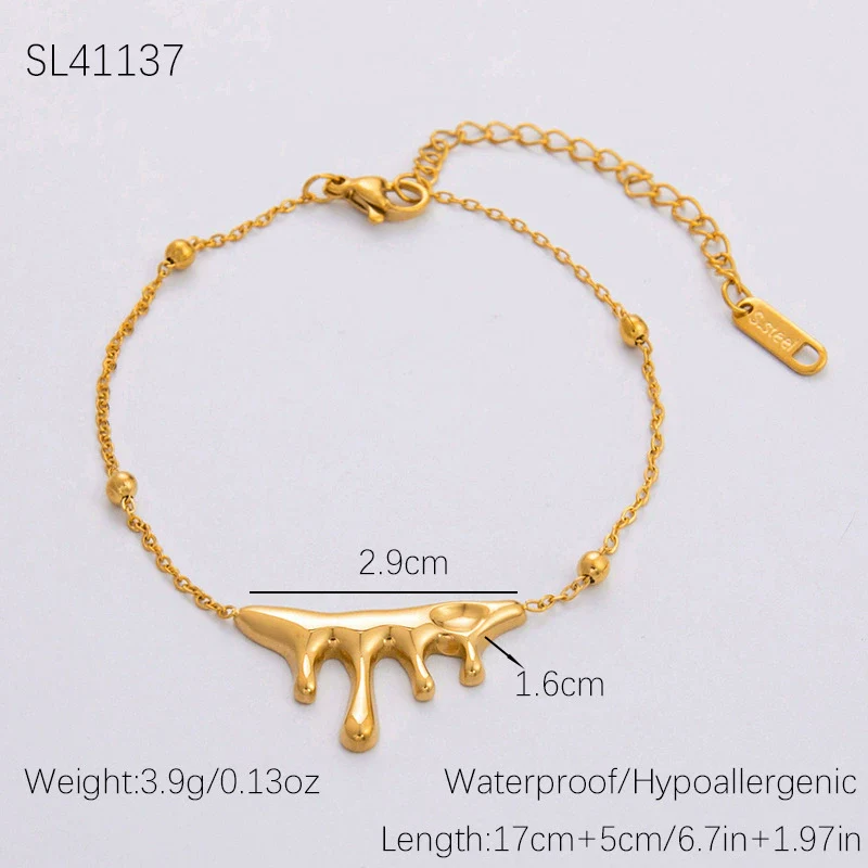 Minimalist Geometric Heartshaped Stainless Steel 18K Goldplated Bracelet Jewelry For Women - Image 9