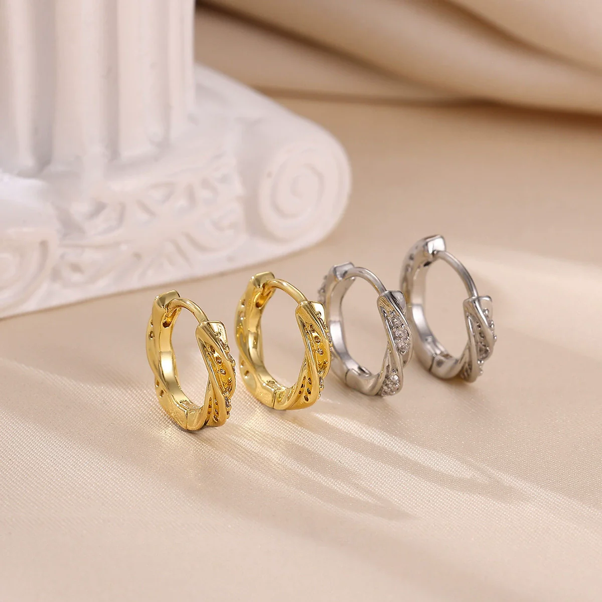 Minimalist Geometric Stainless Steel Gold Silver Electroplated Small Hoop Earrings Unisex Fashion Accessories - Image 6