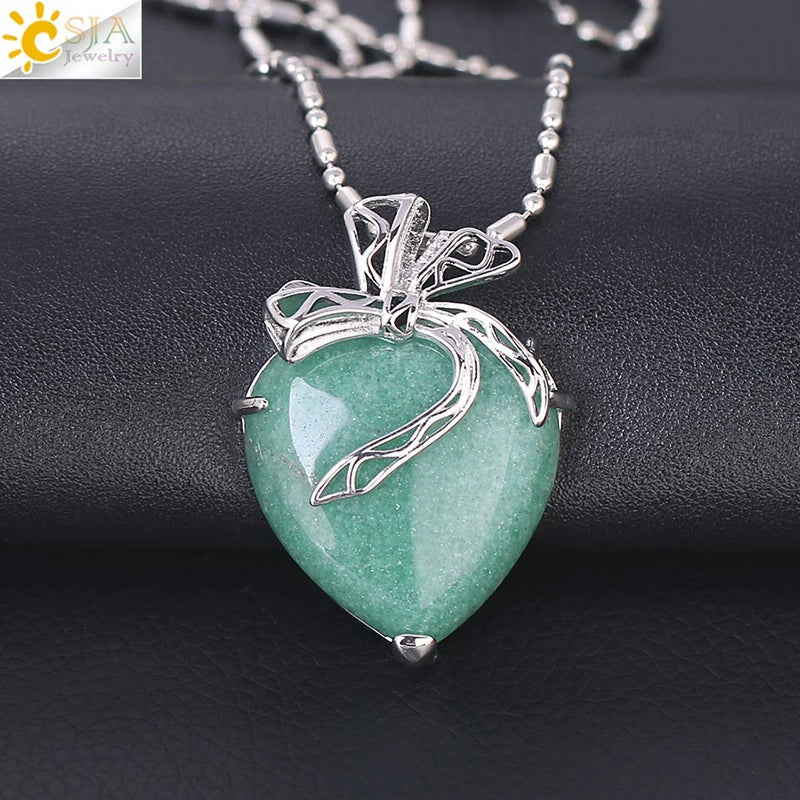 Minimalist Hollow Bow Natural Stone And Alloy Accessories Electroplated Valentine's Day Pendant Necklace