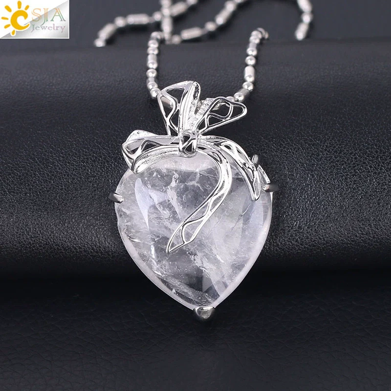 Minimalist Hollow Bow Natural Stone And Alloy Accessories Electroplated Valentine's Day Pendant Necklace - Image 12
