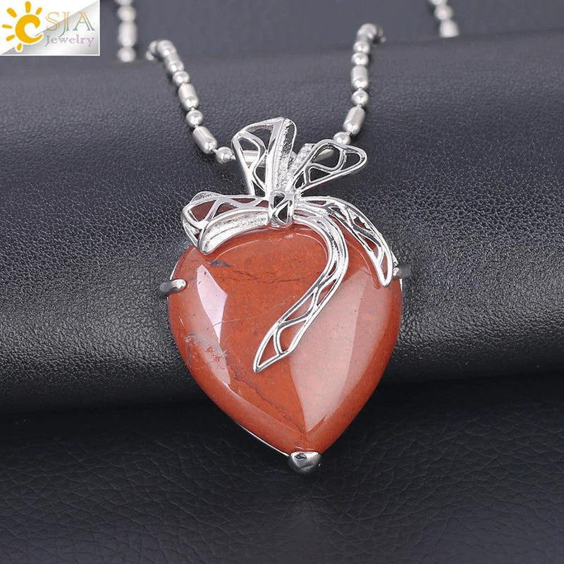 Minimalist Hollow Bow Natural Stone And Alloy Accessories Electroplated Valentine's Day Pendant Necklace - Image 15