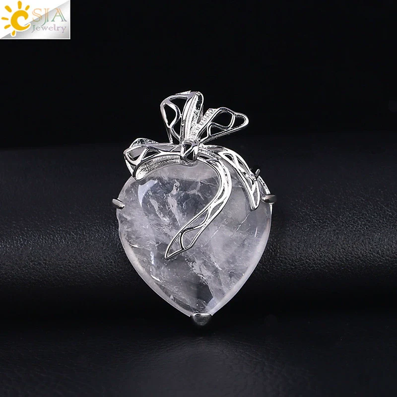 Minimalist Hollow Bow Natural Stone And Alloy Accessories Electroplated Valentine's Day Pendant Necklace - Image 2