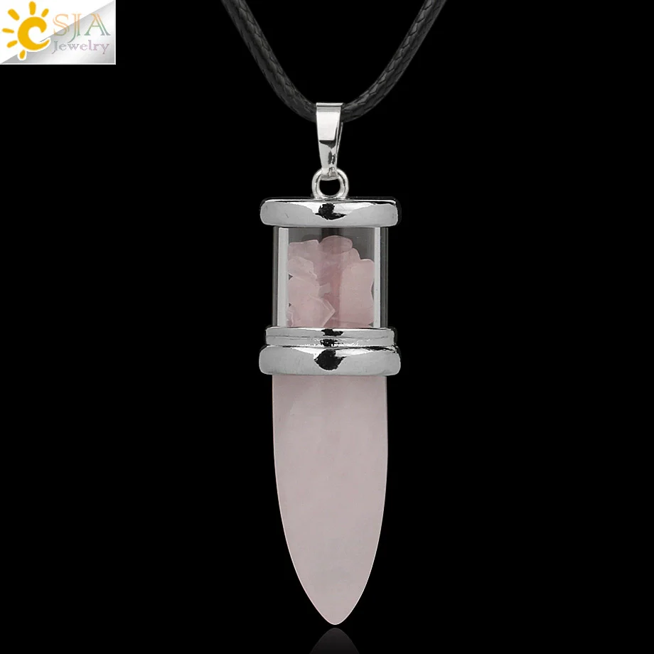 Minimalist Natural Crystal Dropshaped Pendant Leather Rope Necklace - Image 12
