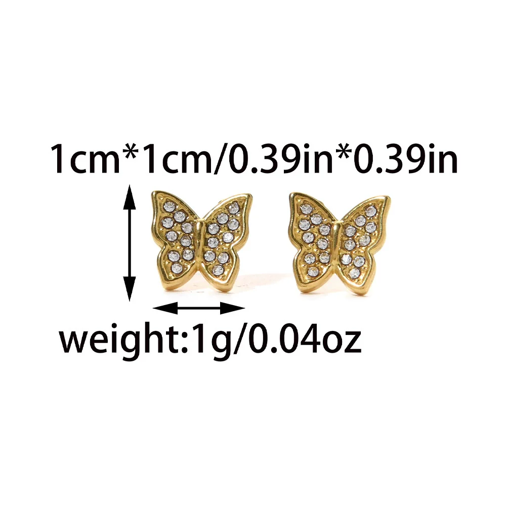 Minimalist Stainless Steel Butterfly Stud Earrings Animal Style Electroplated Jewelry - Image 4