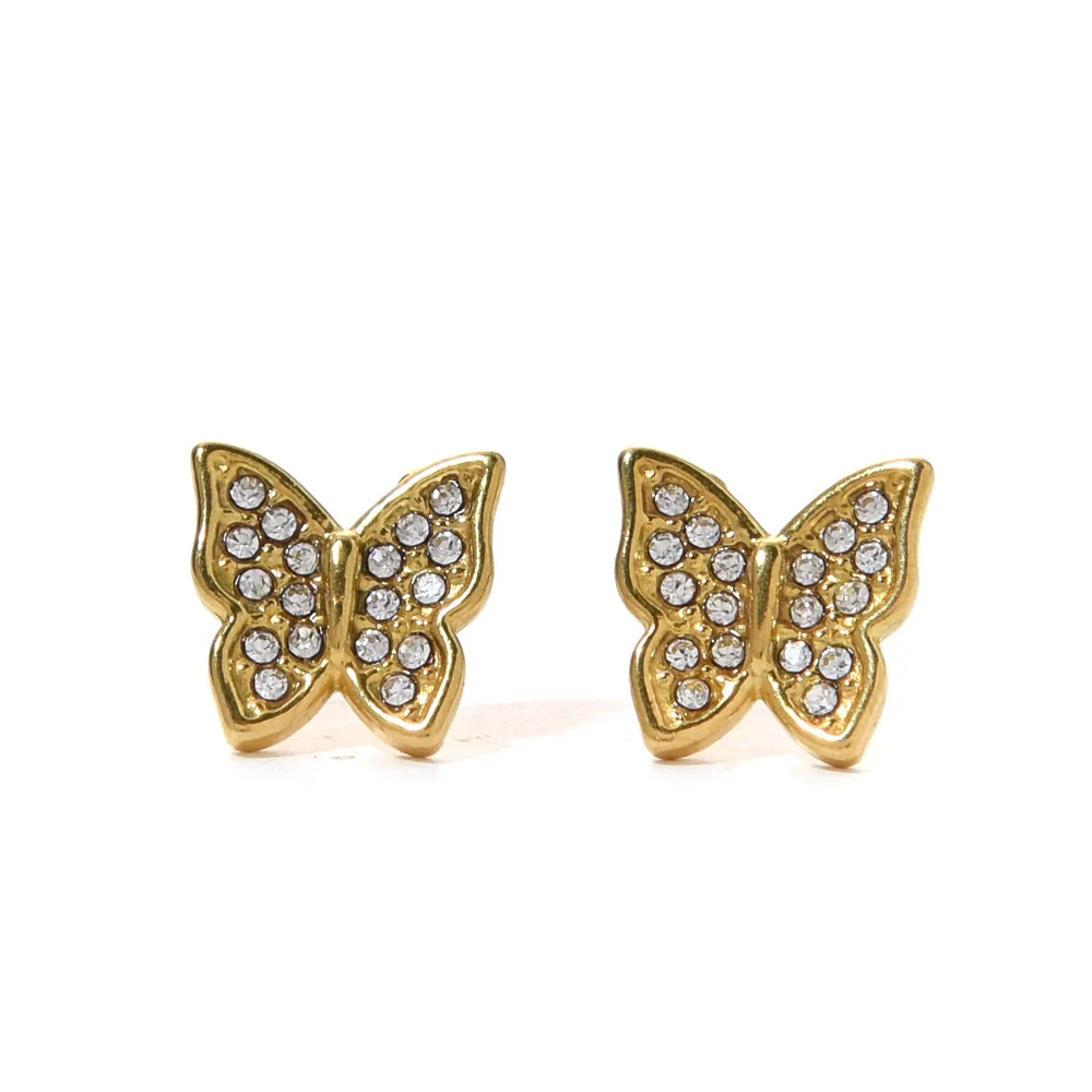 Minimalist Stainless Steel Butterfly Stud Earrings Animal Style Electroplated Jewelry - Image 5