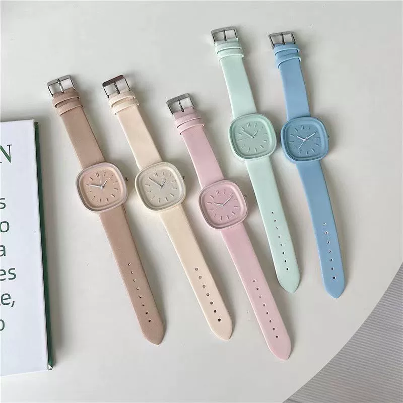 Minimalist Style Plastic Square Girl's Watch With Stainless Steel Pin Buckle And Plastic Mirror