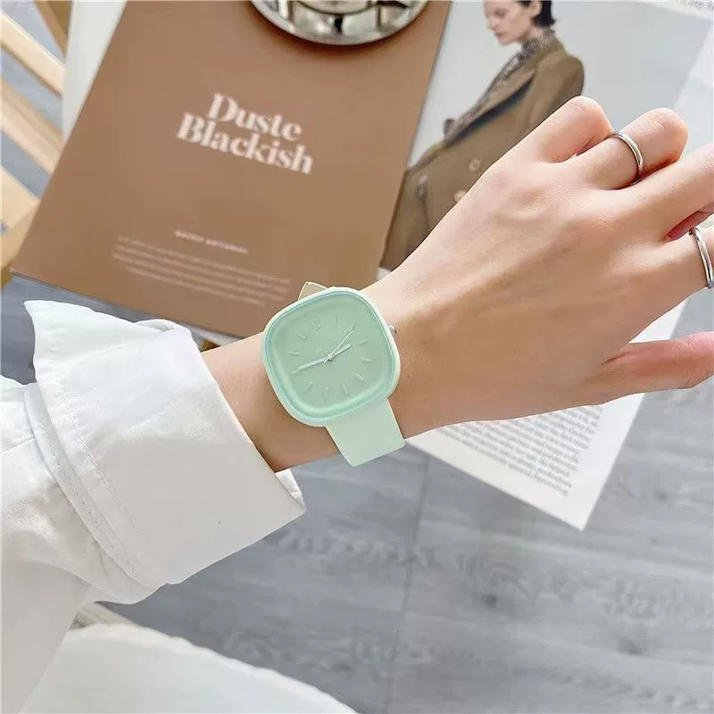 Minimalist Style Plastic Square Girl's Watch With Stainless Steel Pin Buckle And Plastic Mirror - Image 6