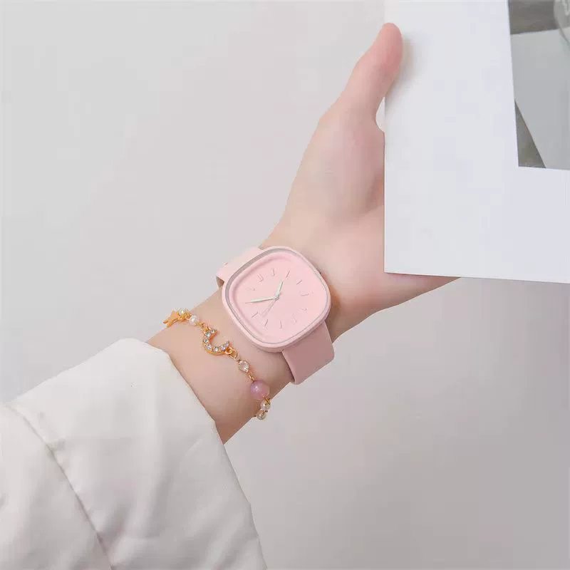 Minimalist Style Plastic Square Girl's Watch With Stainless Steel Pin Buckle And Plastic Mirror - Image 8