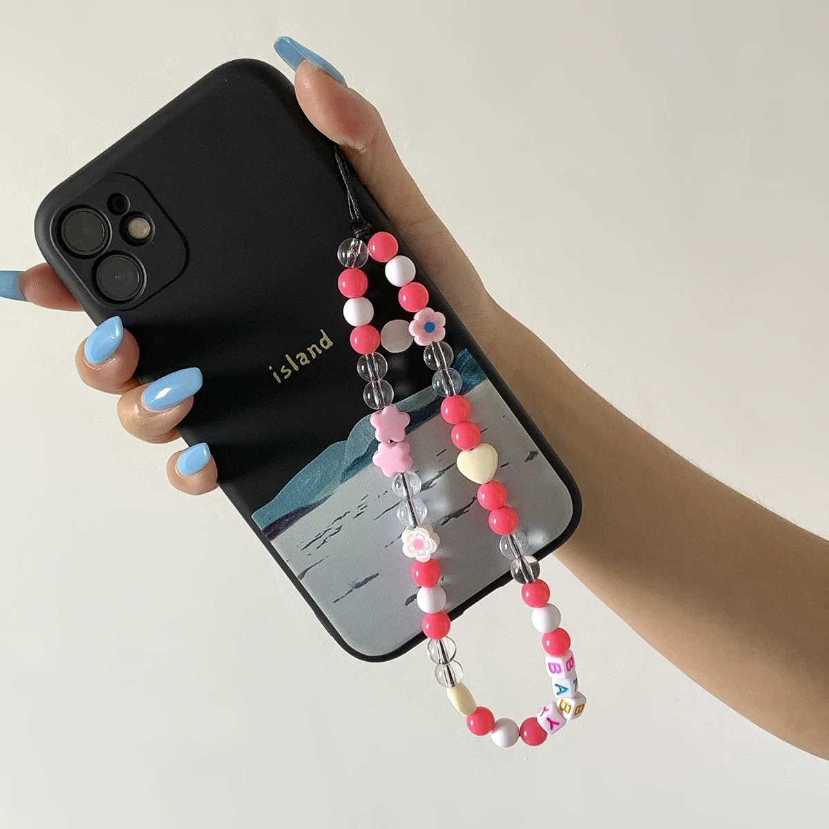 Mobile Phone Chain And Bracelet Hanging Ornaments Mushroom Imitation Pearl Tassel Titanium Steel Geometric Style For Women - Image 4