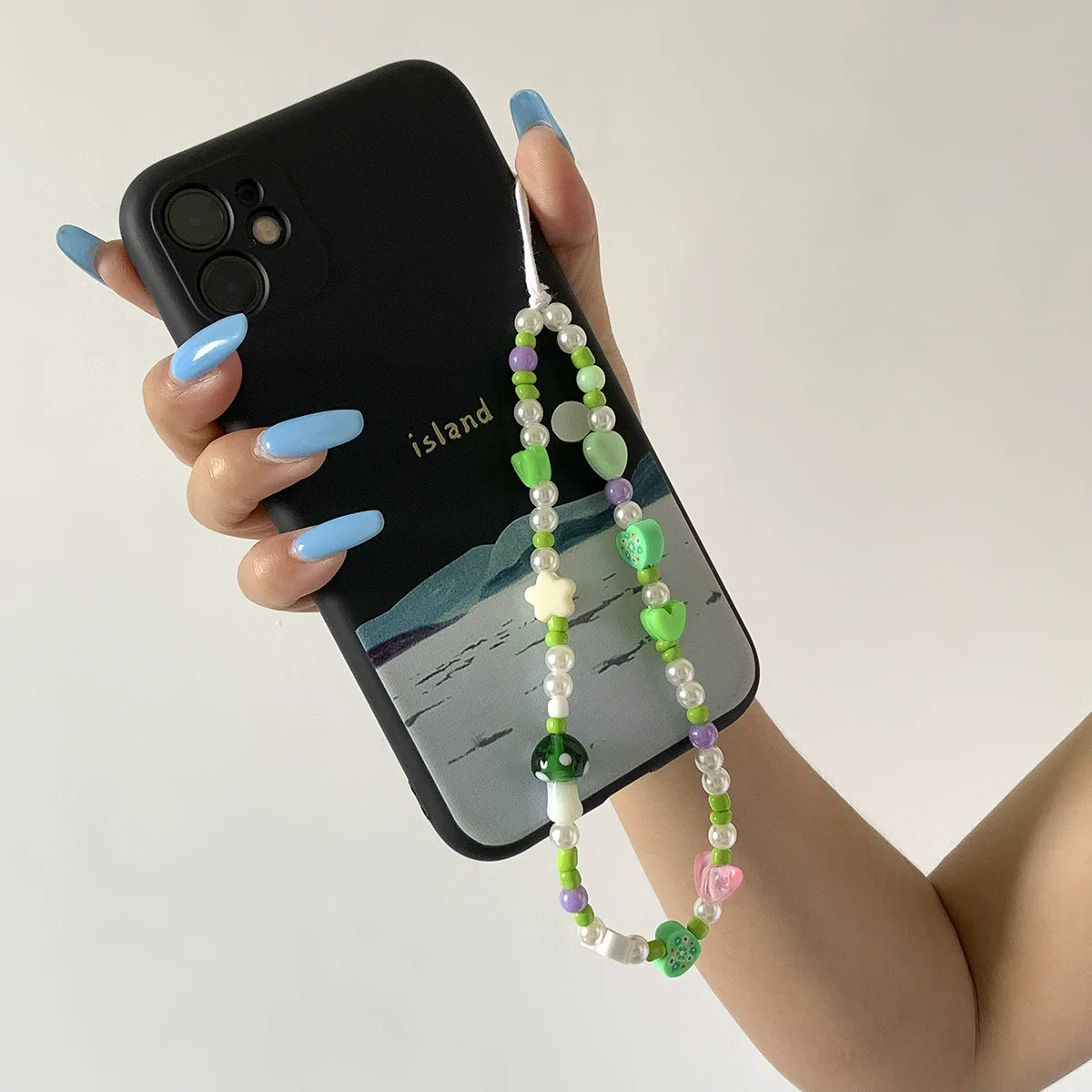 Mobile Phone Chain And Bracelet Hanging Ornaments Mushroom Imitation Pearl Tassel Titanium Steel Geometric Style For Women - Image 6