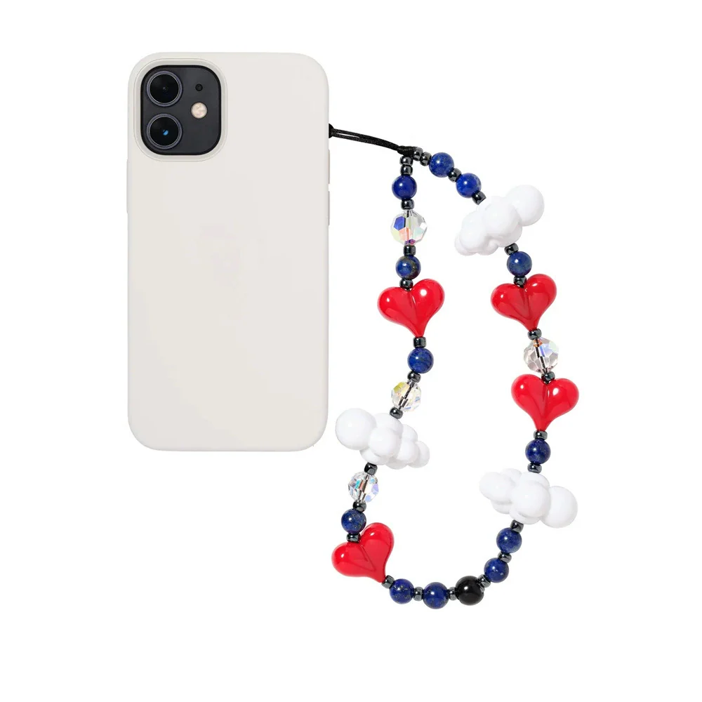 Mobile Phone Lanyard Soft Pottery Handmade Beaded Pink Heart With Kitty And Animated Protagonist Pattern For Girls - Image 10