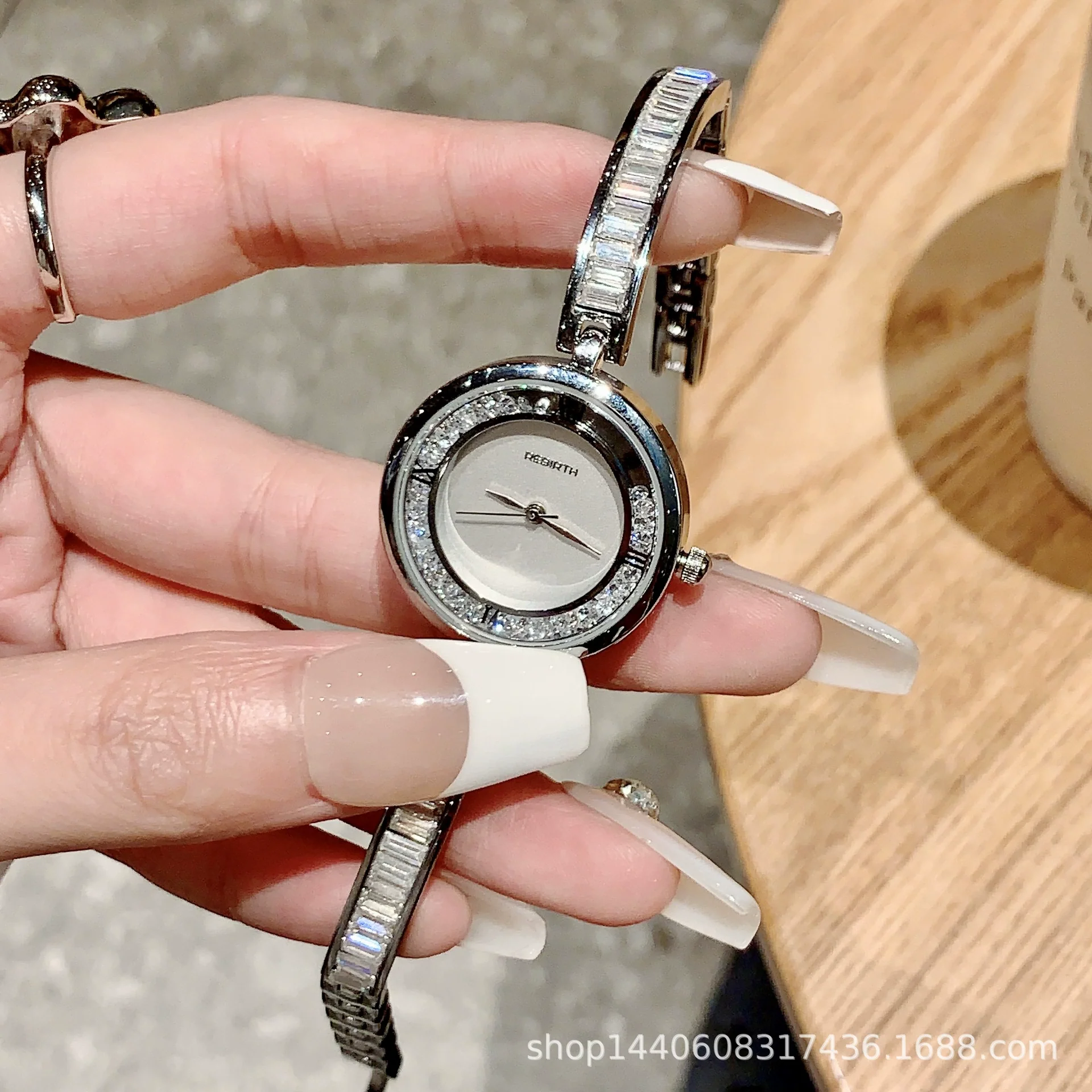 Mobile Rhinestone Fashion Simple Women's Bracelet Watch Alloy Ordinary Glass Mirror