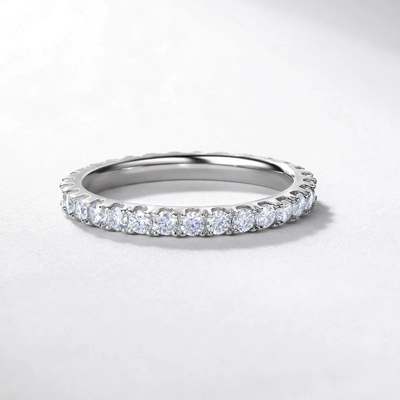 Moissanite Ring S225 Silver Geometric Style