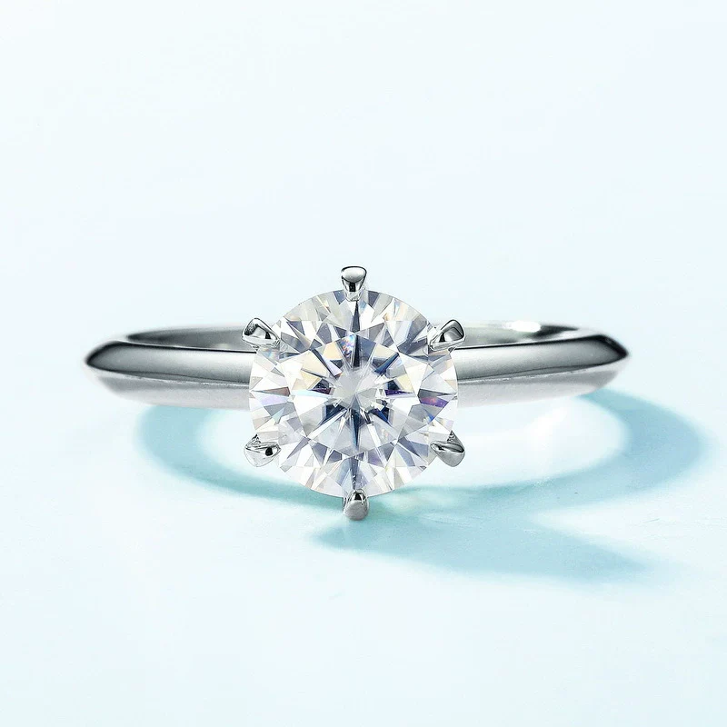 Moissanite Ring S925 Silver Inlaid Geometric Design Fashion Women's