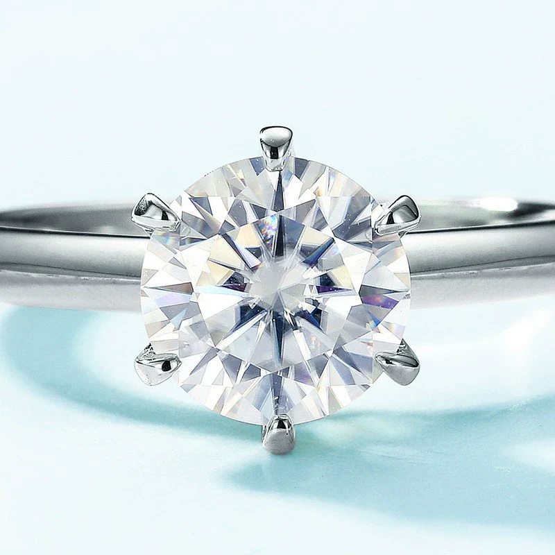 Moissanite Ring S925 Silver Inlaid Geometric Design Fashion Women's - Image 2