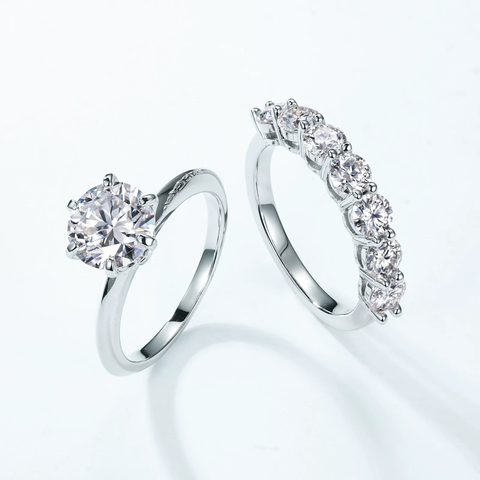 Moissanite Ring S925 Silver Inlaid Geometric Design Fashion Women's - Image 3