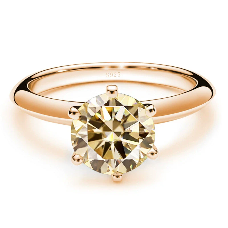 Moissanite Ring S925 Silver Plated 18K Gold Round Synthetic Carbon Silicon Stone Set With Gems - Image 10