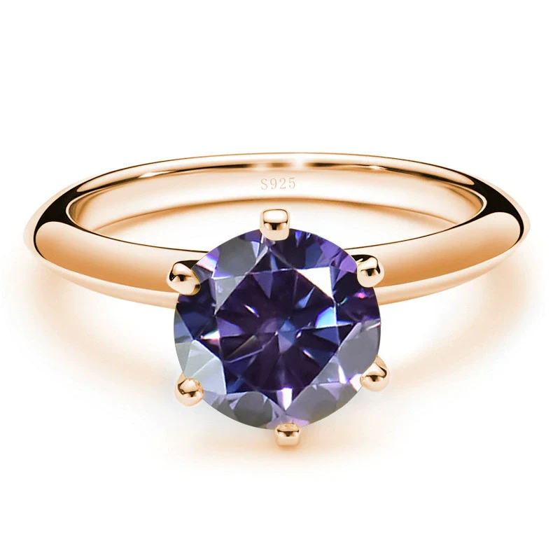 Moissanite Ring S925 Silver Plated 18K Gold Round Synthetic Carbon Silicon Stone Set With Gems - Image 16