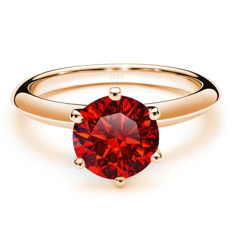 Moissanite Ring S925 Silver Plated 18K Gold Round Synthetic Carbon Silicon Stone Set With Gems - Image 17