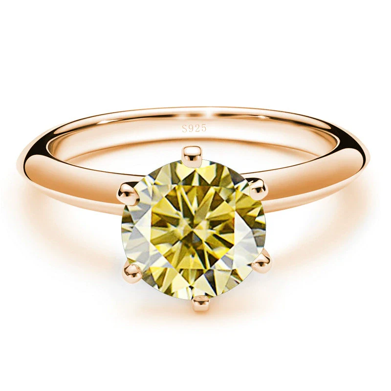 Moissanite Ring S925 Silver Plated 18K Gold Round Synthetic Carbon Silicon Stone Set With Gems - Image 19