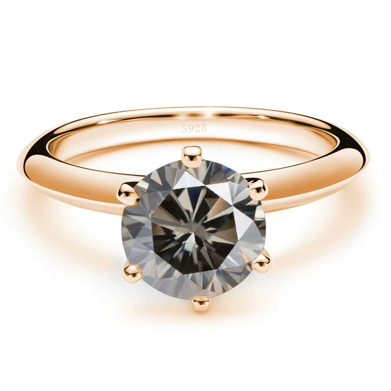 Moissanite Ring S925 Silver Plated 18K Gold Round Synthetic Carbon Silicon Stone Set With Gems - Image 20