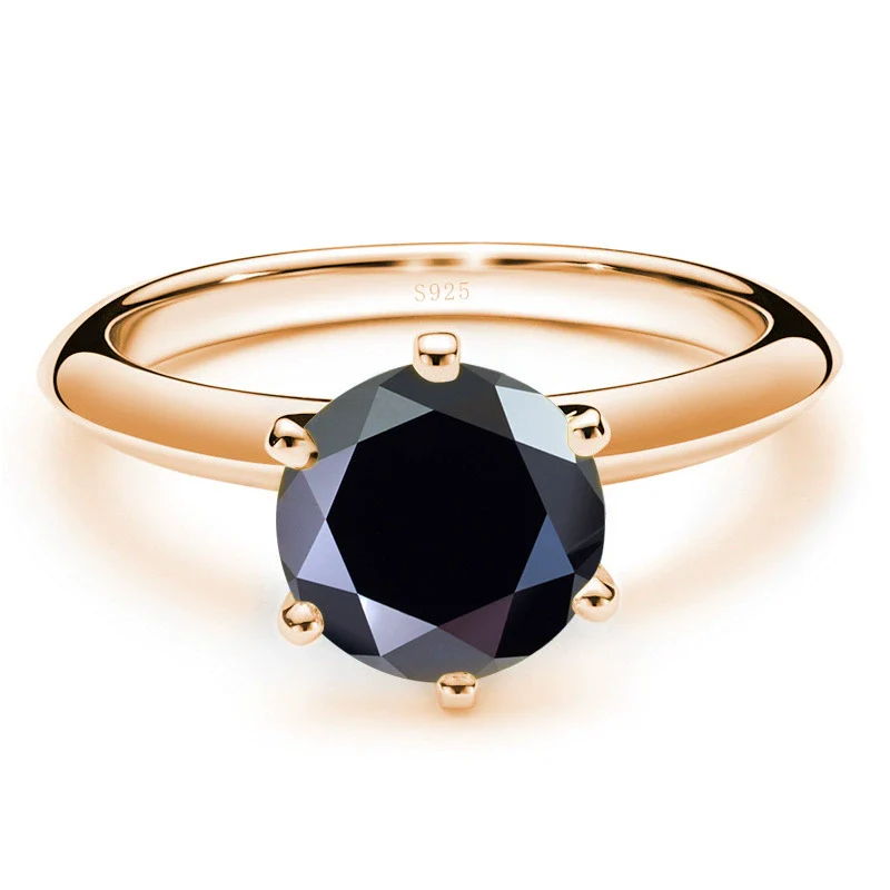 Moissanite Ring S925 Silver Plated 18K Gold Round Synthetic Carbon Silicon Stone Set With Gems - Image 21