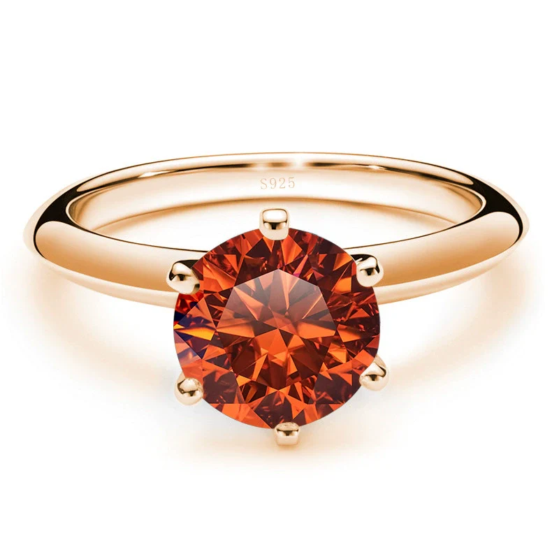 Moissanite Ring S925 Silver Plated 18K Gold Round Synthetic Carbon Silicon Stone Set With Gems - Image 3