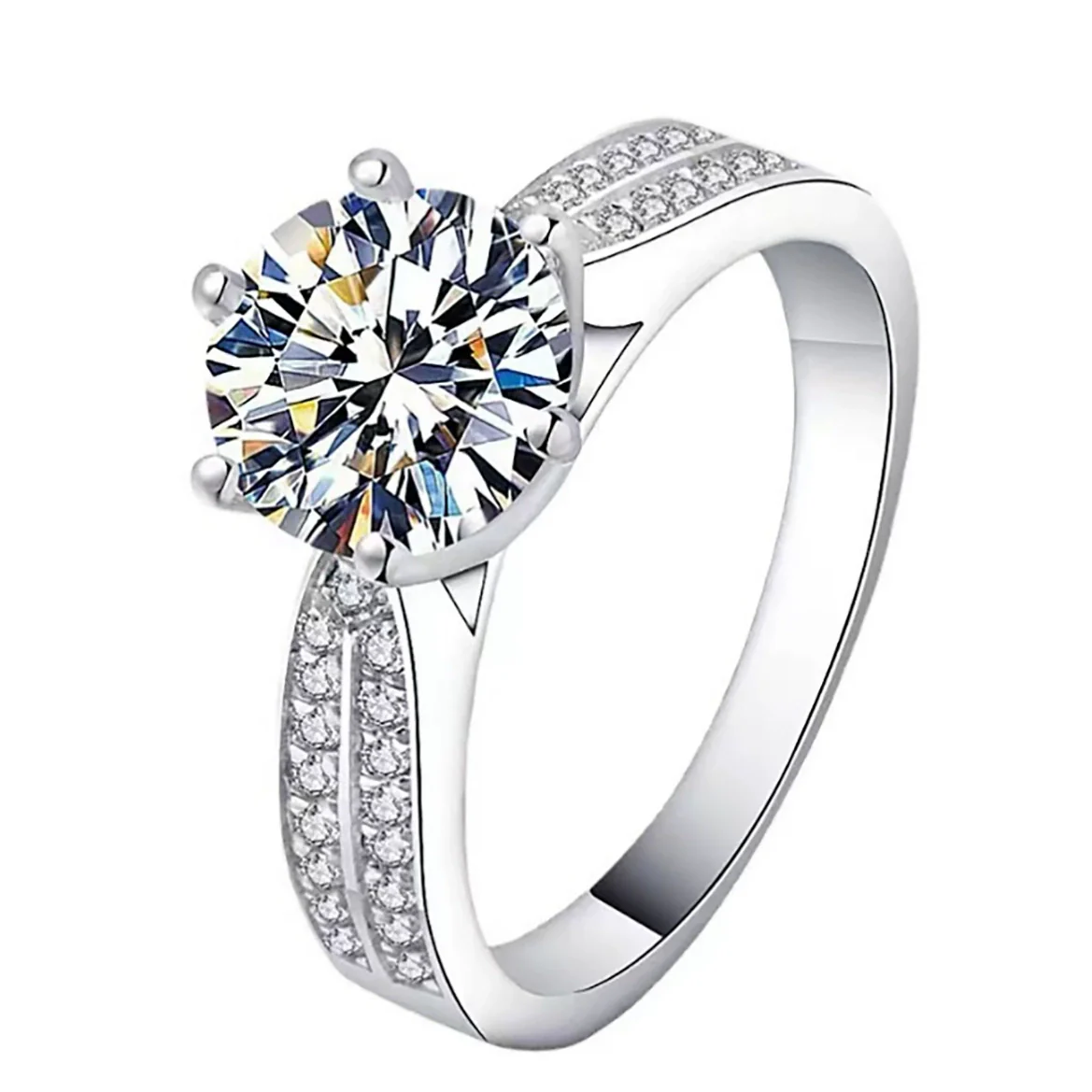 Moissanite Ring S925 Sterling Silver Geometric Design For Women - Image 5