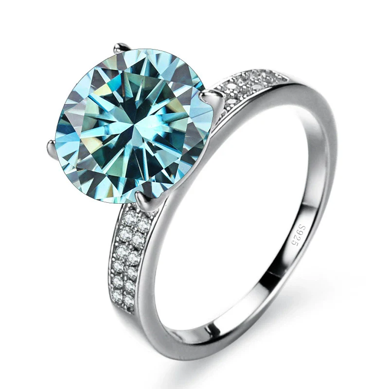 Moissanite Ring Synthetic Moissanite Round Shape Set With Precious Stones Men's - Image 10