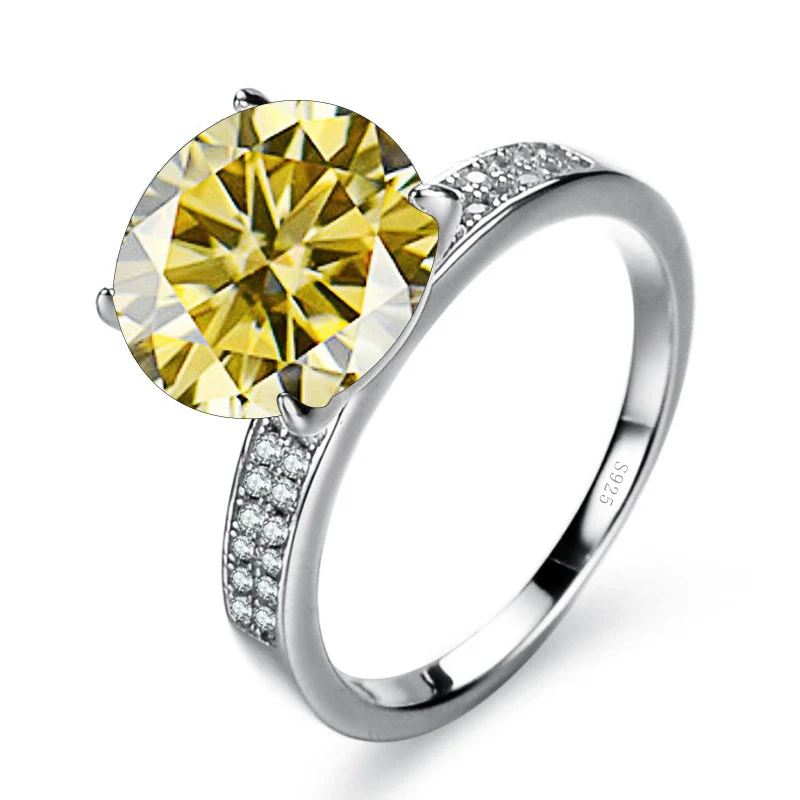 Moissanite Ring Synthetic Moissanite Round Shape Set With Precious Stones Men's - Image 11